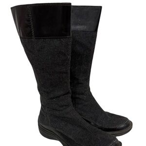 Timberland Women’s Riding Boots Fabric & Leather Black/Gray 7.5